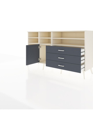 Kronos Konsol 8 Raflı 3 Çekmeceli Tek Kapaklı 176x59x99 Aytaşı-a Aytaşı-antrasit
