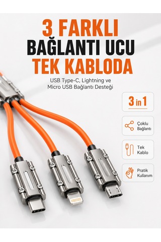 Çinko Alaşımlı Metal Konnektörlü Dayanıklı 6a Hızlı Şarj Kablosu Standart