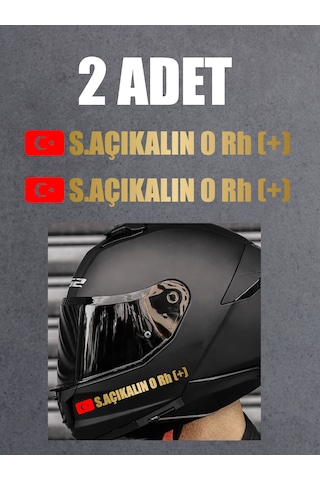 Bayraklı Ad Soyad Kan Grubu Sticker 2 Adet - Motosiklet Araba Oto Cam Sticker - 00315 15 Cm