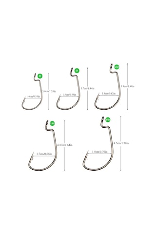 Valkyrie 50 Adet Paslanmaz Karbon Çelik Silikon Solucan Yem Balık Olta İğne Seti - Texas Rig - Kutulu Krom