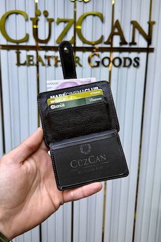 Cüzcan Jorvik Patlı Hakiki Deri Premium Kartlık Kişiye Özel İsim Baskılı Kahverengi