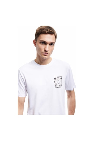 Koton Kısa Kollu Bisiklet Yaka Regular Fit Pamuklu Baskılı Tişört Beyaz 6wam10010hk Beyaz