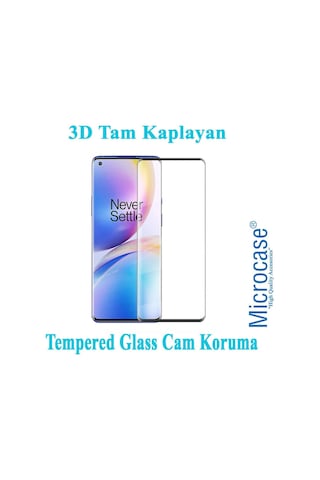 Microcase Oneplus 9 Pro 3D Curved Tam Kaplayan Cam Koruma - Siyah