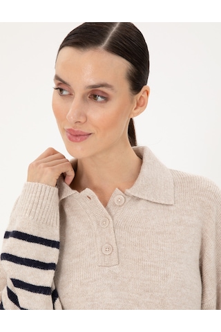 Pierre Cardin Kadın Ekru Kazak /triko 50300147-vr019 Ekru