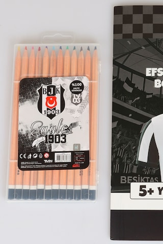 X Dekomus Lisanslı Beşiktaş Boyama Seti 12'li Kuru Boya Kalemi Ve Boyama Kitabı Altın