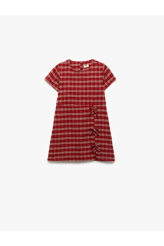 Koton Fiyonk Detaylı Ekoseli Kırmızı Kız Çocuk Elbise 6wkg40031aw Kırmızı