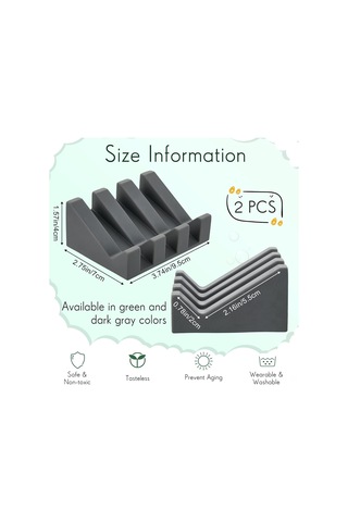 Youmex 2'li Silikon Sabun Tutucu, Otomatik Su Çıkarma Özelliği, Duş Ve Mutfak Uygun, Derin Gri Ve Yeşil Renk Seçenekleri, Sabun Koruyucu Ve Akışlı Tasarım Açık Yeşil - Koyu Gri