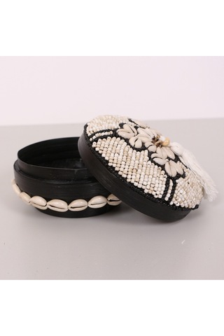 Bali Boncuklu Bambu Saklama Kutusu M 16x10 Cm