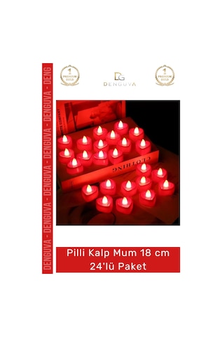 Ledmum Pilli Kalp Led Dekoratif Romantik Alevsiz Şık Aydınlatma Güvenli Mum 18cm 24'lü Paket Çok Renkli