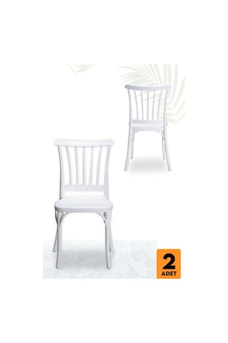 Home Violet 2 Adet Mutfak Balkon Bahçe Sandalye Beyaz