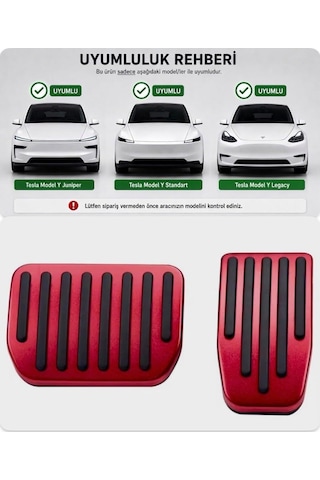 Li Parts Tesla Yeni Model Y Juniper Ve Standart Model Uyumlu Performans Pedal Seti Kırmızı Renk