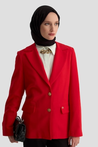 Armine Trend Gold Düğmeli Astarlı Blazer Ceket Kırmızı 25kt520