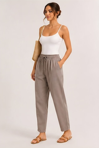 Lili Woman Kadın Taupe Natural Bağcıklı Dar Paça Pantolon E.3076 Vizon