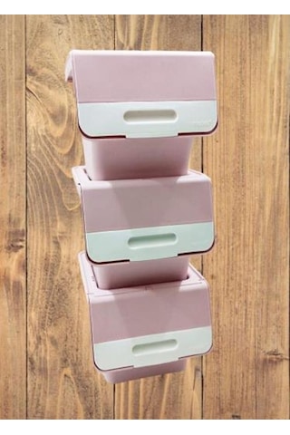 Geseus Motek Organızer Tekerlekli Eşya Ve Erzak Kutusu 3X33 L-Mt05 Pembe+Beyaz Pembe