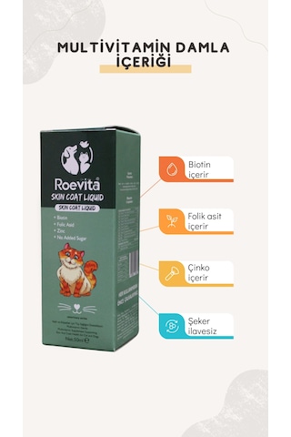 Roevita Kedi ve Köpekler İçin Tüy  Multivitamin Damla