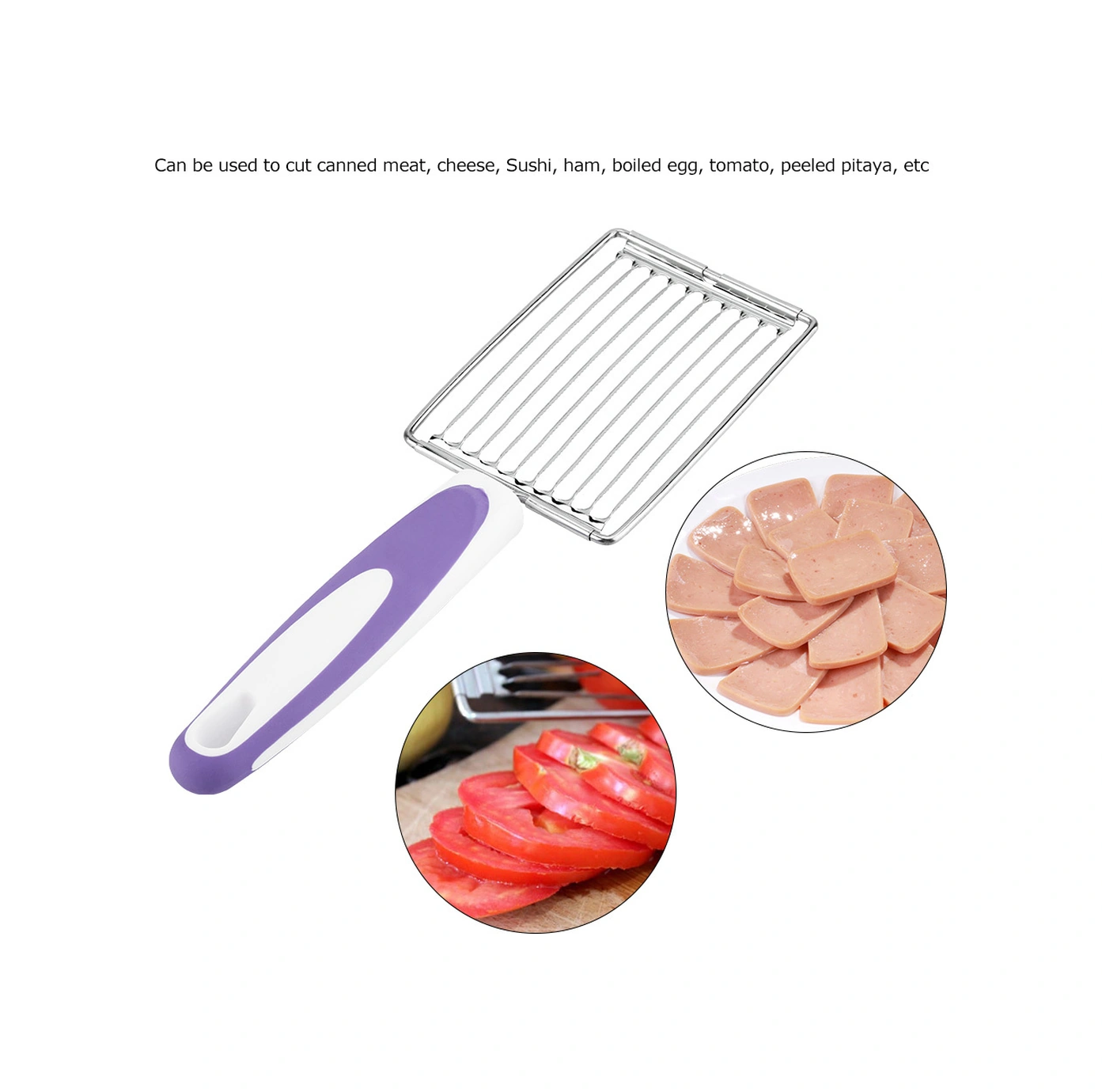 Xiyyadms Stainless Steel Multifunctional Gıda Dilimleyici - Ham, Peynir, Misket Et Ve Daha Fazlasını Eşit Dilimlere Ayırır - Ergonomik Anti-kayma Kolu - Mutfak Aleti Mavi Mavi