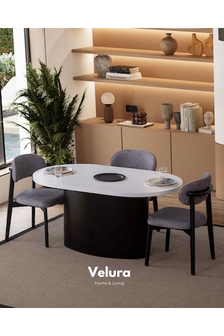 Mira Yemek Odası Takımı Yemek Masası + 4 Adet Sandalye Siyah