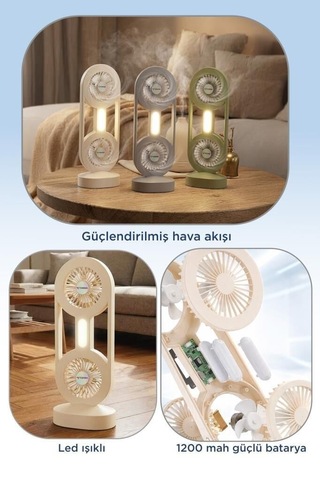 Premium Şarjlı Masaüstü Vantilatör F59 Beyaz Masa Üstü Çalışma Masası Soğutucu