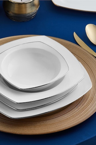 Karaca Chiara Fine Cream 60 Parça 12 Kişilik Porselen Yemek Takımı Platin