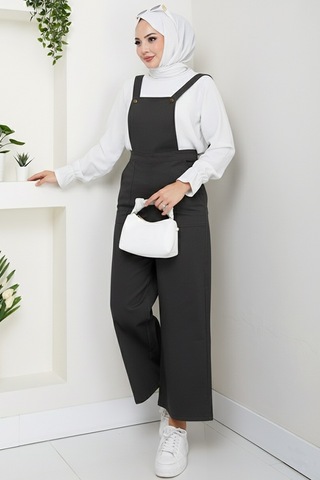 Gülru Cepli Gabardin Tulum 1587 - Antrasit Antrasit