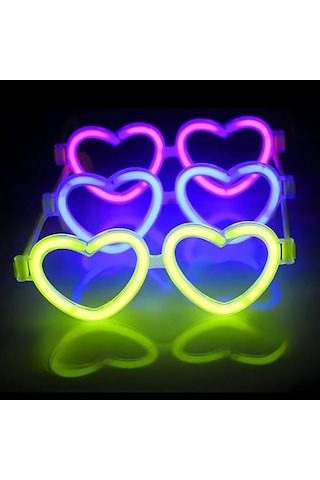 Glow Kalpli Fosforlu Gözlük 6 Lı Renkli Set Neon Parti Çocuk