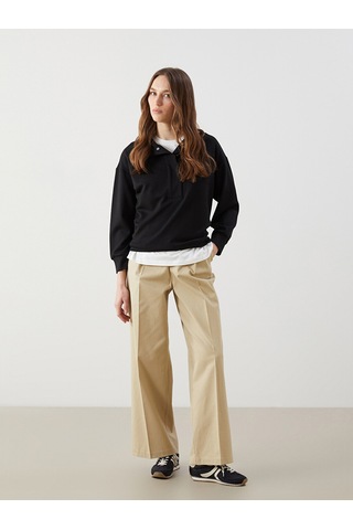 Lcw Modest Bej Loose Fit Keten Karışımlı Kadın Pantolon