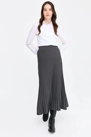 Desen Triko Kadın Pileli Triko Etek 1321 Antrasit Antrasit