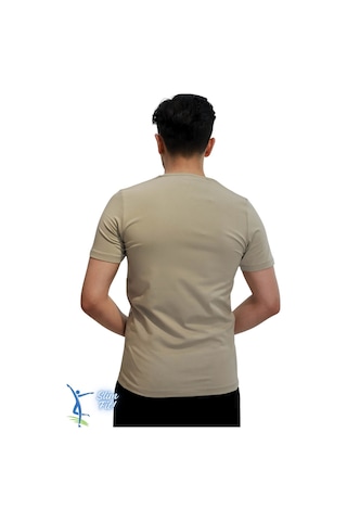 Sermoda Erkek Slim Fit V Yaka Tişört - Dar Kesim Basic Günlük T-shirt Vizon