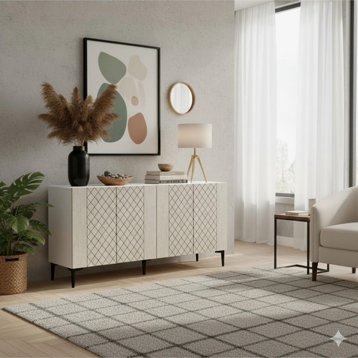 Ka1512bt Resso150 Konsol, Kahve Köşesi, Tv Sehpası Beyaz-traverten 150cm Beyaz