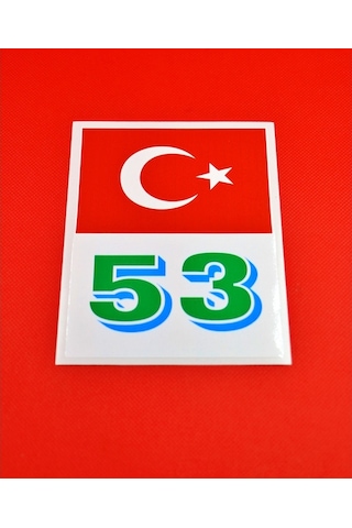 Türkiye Bayraklı Rize 53 Plaka Kodu Ön Cam Sticker