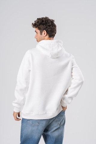 Coal City Erkek 3 İplik Şardonlu Oversize Kapüşonlu Sweatshirt Yumuşak Dokulu Beyaz