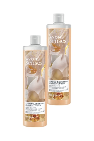 Avon Senses Simply Luxurious Beyaz Şeftali ve Vanilya Kokulu Krem Duş Jeli 2 x 500 ML