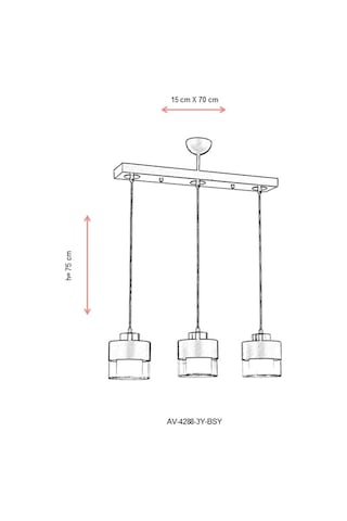 Avonni Av-60193-3y-bsy Siyah Boyalı Modern Avize E27 Metal Cam 70x15cm Çok Renkli