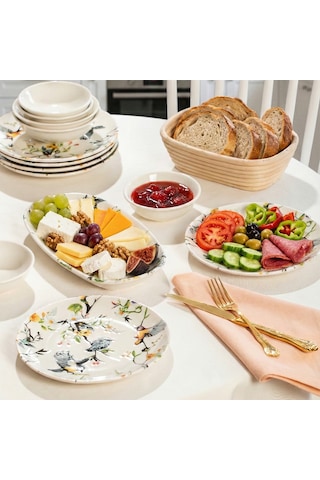 Porsima 4271 Pure 14 Parça Porselen Kahvaltı Seti 6 Kişilik Kahvaltı Takımı Renkli