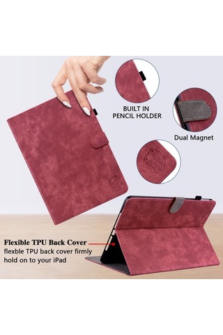 Novahub Xiaomi Redmi Pad Se 11'' Lüks Deri Kılıf - Kırmızı, Koruma Ve Şıklıkta Birleşim