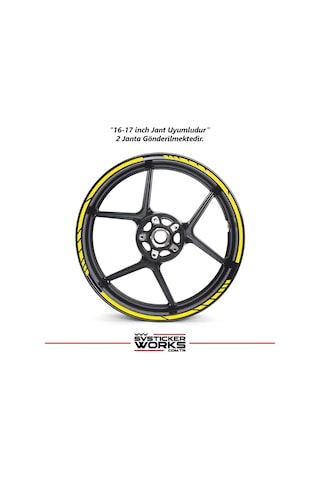 Motosiklet Jant Şeridi Jant Sticker Dekor Model Parçalı Desen Sticker Set Sarı