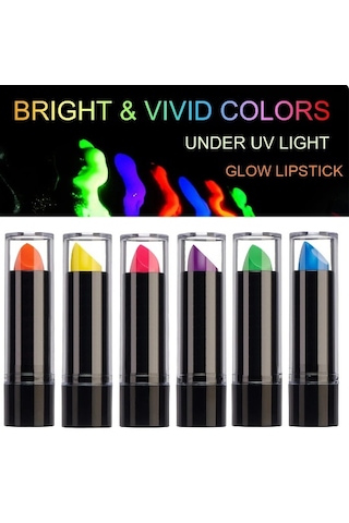 Karanlıkta Parlayan Yanan Uv Neon Ruj Yüz Boyama 6 Adet 6 Renk