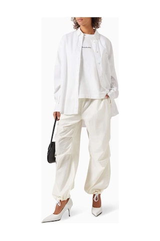 Acne Studios Relaxed Drawstring Pantolon - %63 Pamuk %37 Keten Karışımı Rahat Ve Şık Beyaz