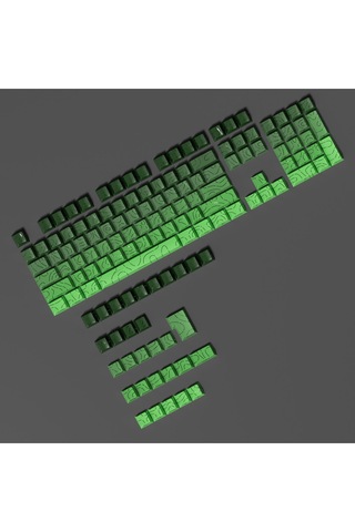 Mekanik Klavye -pbt Çift Baskı Keycap Seti- Çizgi Desenli 137 Tuşlu Yeşil - Siyah Tuş Takımı