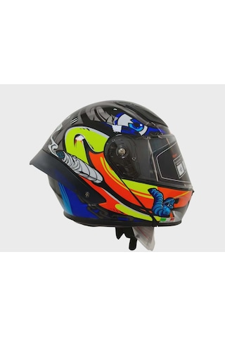 Ws-210 Güneş Vizörlü Çene Açılır Kask Mavi Sarı Şeffaf Vizörlü İtaly Dizany Çok Renkli