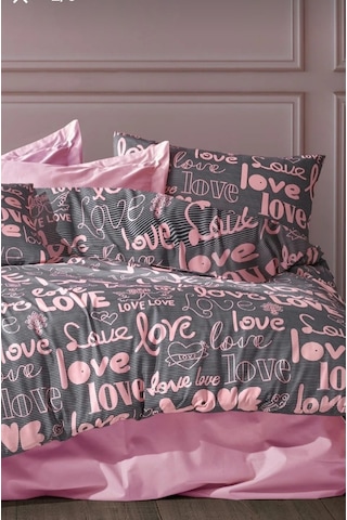 Tek Kişilik Nevresim Takımı Love Pembe