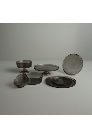 Linens Gleam Cam 21 Cm Ayaklı Kase Füme Füme