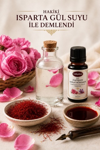 Yörem Afyon Hakiki Isparta Gül Suyu İle Demlenmiş Saf Zaferan Safran Mürekkebi | 20mL.