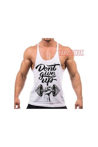 Tarzsokak Gym Tank Top Fitness Sporcu Atleti Gym90 Beyaz