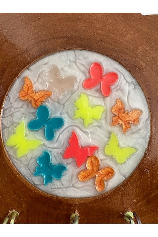 Pelince - Arı Ve Uğur Böceği Figürlü - Epoksi Ahşap Anahtar Askılığı Tek Ürün - Çap: 18 Cm Ahşap