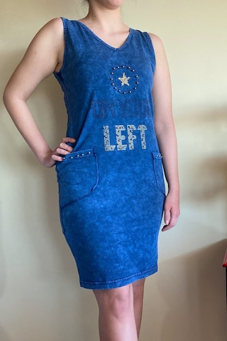 Mia Butik Kadın İtalyan Yıkamalı Kolsuz Lacivert Elbise-673 Kırmızı