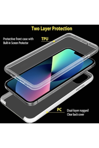 Teknomoda Xiaomi Redmi 13c Kılıf 360 Şeffaf Ön Arka Korumalı Şeffaf Silikon