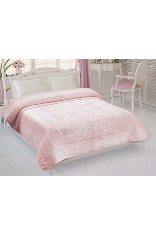 Taç Fabian Tek Kişilik Polyester Battaniye Pudra Pudra