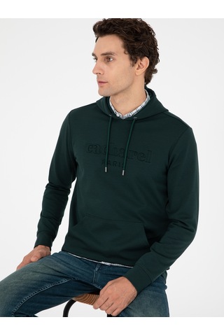 Zümrüt Regular Fit Kapüşonlu Sweatshirt Yeşil