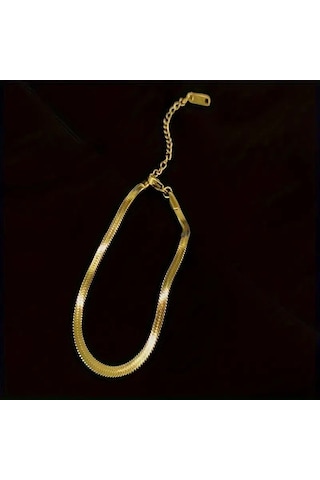 Çelik Bileklik İtalyan Ezme Model 0.3 Mm Genişlik 17 Cm Uzunluk Altın Sarısı Gold Gold